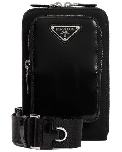Prada Triangle-Logo Paneled Smartphone Case - Black