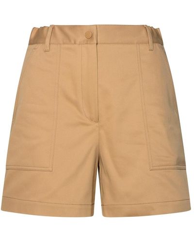 Moncler Beige Cotton Blend Shorts - Natural