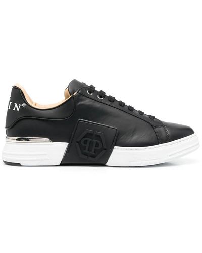 Philipp Plein Hexagon Trainers In Leather - Black