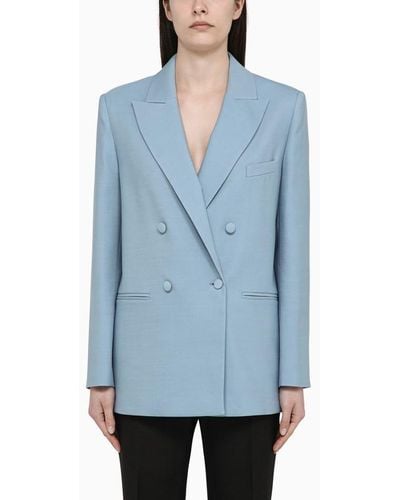 FEDERICA TOSI Cerulean Double-breasted Jacket In Blend - Blue
