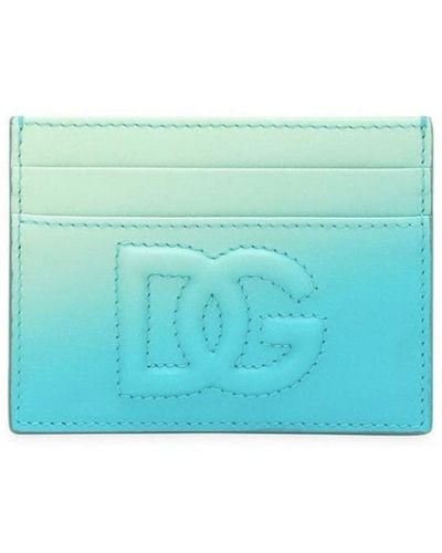 Dolce & Gabbana Logo-embroidered Ombré-effect Cardholder - Blue