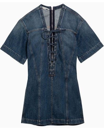 Stella McCartney Denim Mini Dress With Crossover Detail - Blue