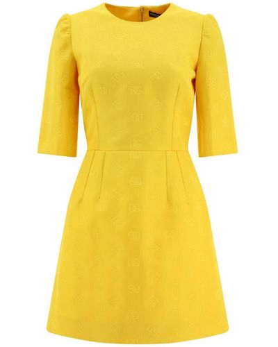 Dolce & Gabbana Dress With "dg" Motif - Yellow