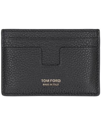 Tom Ford Leather Card Holder - Gray