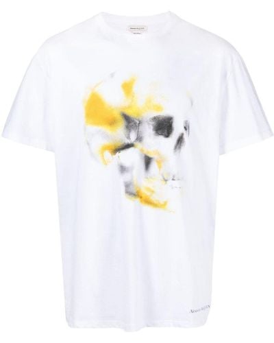 Alexander McQueen Obscured Skull-print Cotton T-shirt - White
