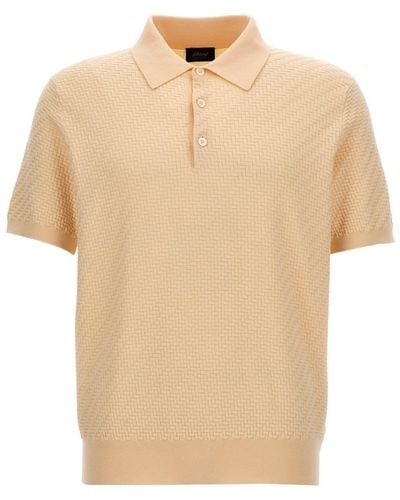 Brioni Woven Knit Shirt Polo - Natural