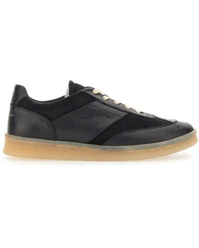 MM6 by Maison Martin Margiela Leather Court Sneakers - Black