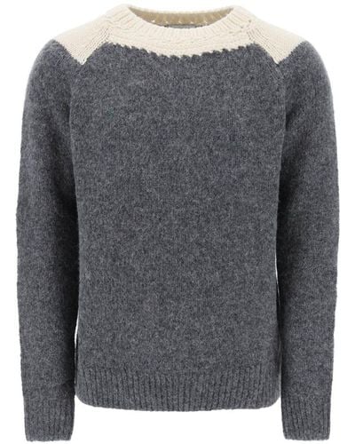 Dries Van Noten Two-Tone Alpaca And Wool Sweater - Grey