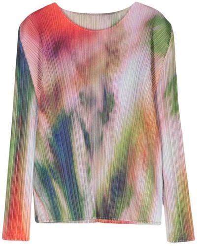 Pleats Please Issey Miyake Printed Pleated Sweater - Pink