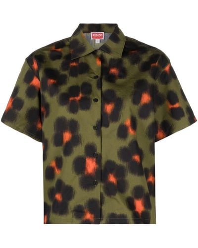 KENZO Leopard-print Shirt - Green