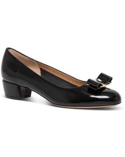Ferragamo Vara Bow Patent Court Shoes - Black