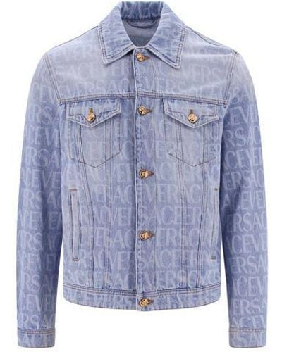 Versace Buttoned Denim Jacket: Cotton, Vintage Inspired. - Blue
