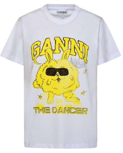 Ganni T-shirt Logo Dance Bunny - Gray