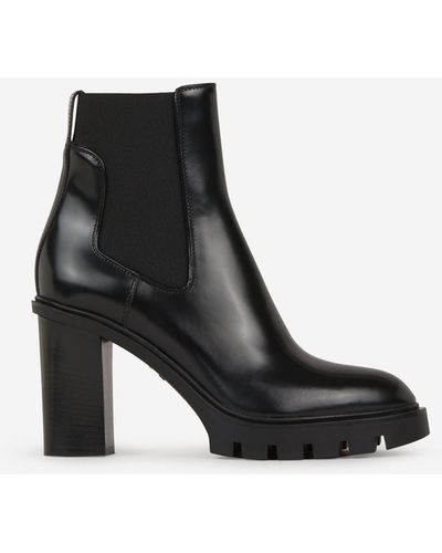 Santoni Slip On Leather Ankle Boots - Black