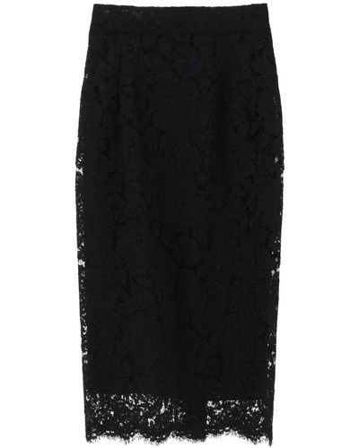 Dolce & Gabbana Lace Pencil Skirt With Tube Silhouette - Black