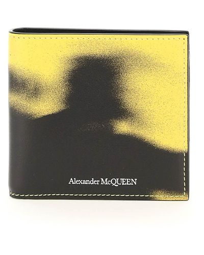 Alexander McQueen Printed Leather Bi-fold Wallet - Yellow