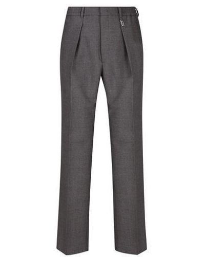 Fendi Wool Straight Leg Pants - Gray