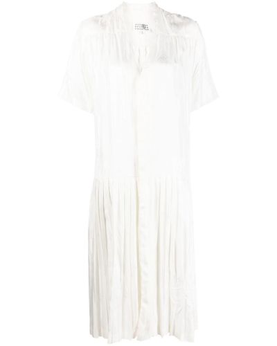 MM6 by Maison Martin Margiela V-neck Pleated Midi Dress - White