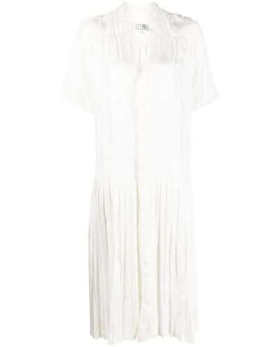 MM6 by Maison Martin Margiela V-neck Pleated Midi Dress - White