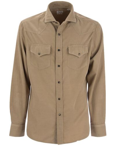 Brunello Cucinelli Easy Fit Corduroy Shirt - Natural