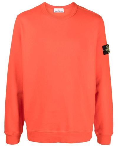 Stone Island Sweatshirt With Logo Patch - Orange