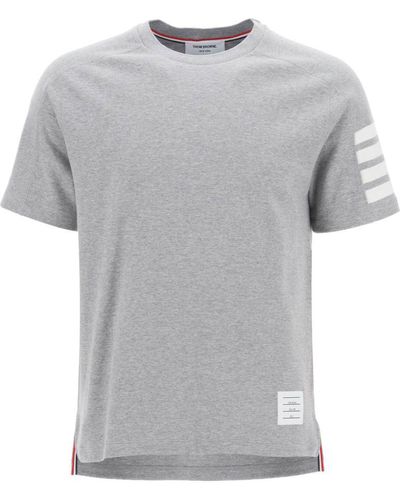 Thom Browne 4 Bar Crew Neck T Shirt - Grey