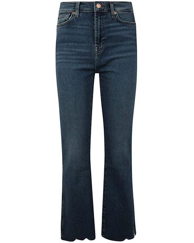 7 For All Mankind Hw Slim Kick Luxe Vintage Sea Level With Distressed Hem Clothing - Blue