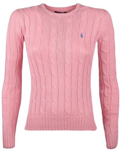 Ralph Lauren Pale Pink Cotton Cable-knit Crew Neck Sweater