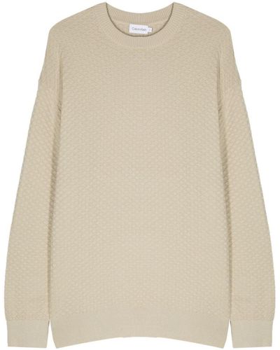 Calvin Klein Texture Crew Neck Sweater - Natural