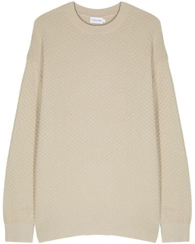 Calvin Klein Texture Crew Neck Sweater - Natural