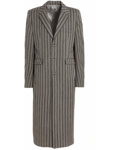 VTMNTS Striped Long Coat - Grey