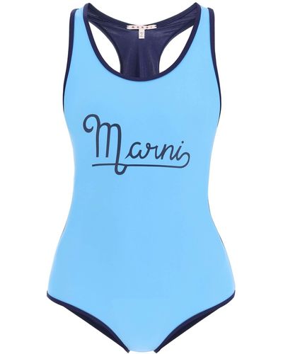 Marni Logo Swimsuit - Blue
