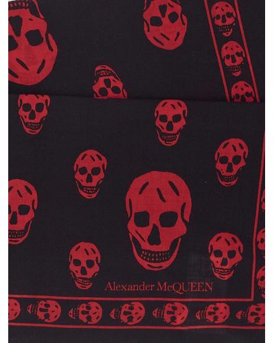 Alexander McQueen Skull Scarf In Jacquard Wool - Red