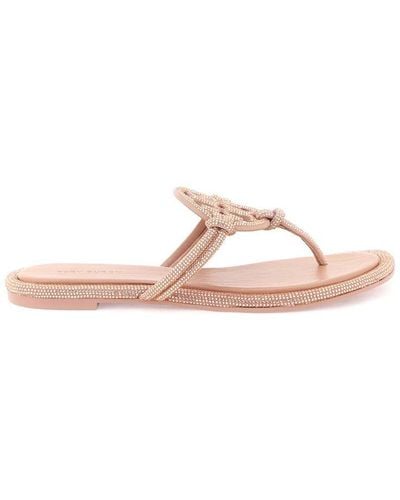 Tory Burch Pavé Leather Thong Sandals - Pink