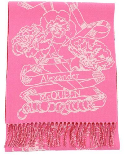 Alexander McQueen Wool Reversibile Scarf - Pink