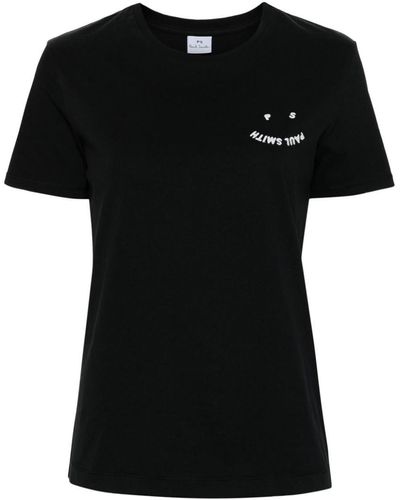 PS by Paul Smith Happy Organic-Cotton T-Shirt - Black