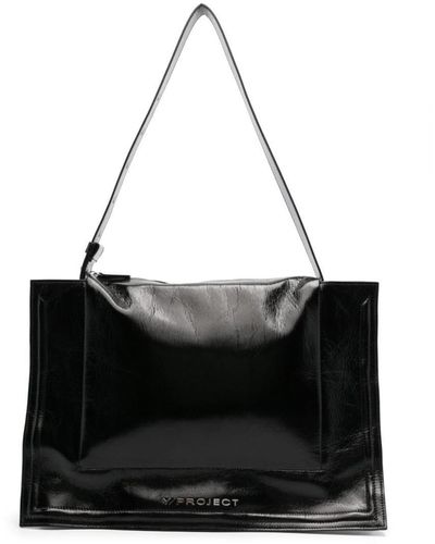 Y. Project Wire Cabas Leather Crossbody Bag - Black