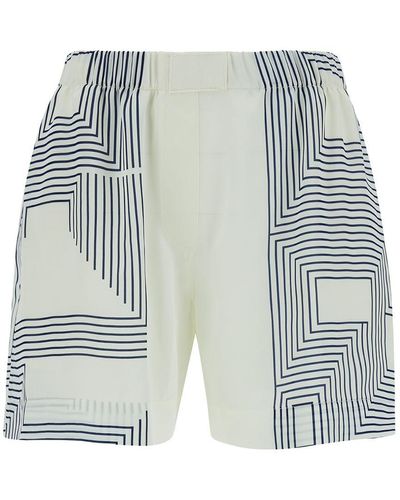 Low Classic White Shorts With Graphic Print In Tech Fabric Woman - Gray