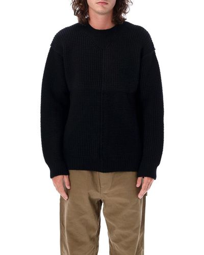 Comme des Garçons Crewneck Wool Patchwork Jumper - Blue