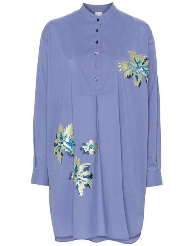 Paul Smith Embroidered Cotton Shirt - Blue