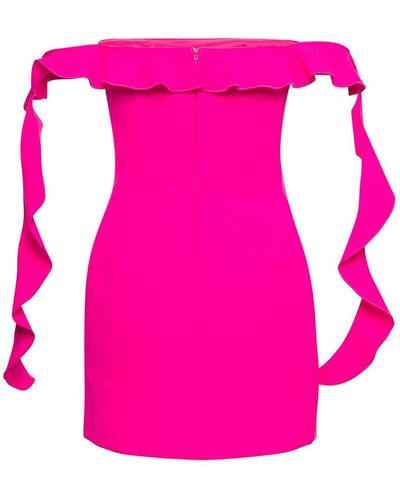 David Koma Ruffle-trimmed Wool-blend Minidress - Pink