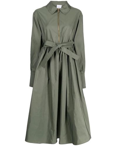 Patou Tied-waist Zipped Dress - Green