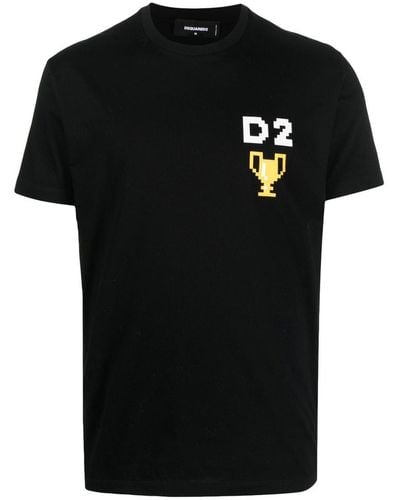 DSquared² Pixel-print Short-sleeve T-shirt - Black