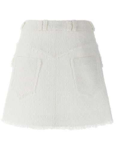 Balmain Tweed Mini Skirt - White