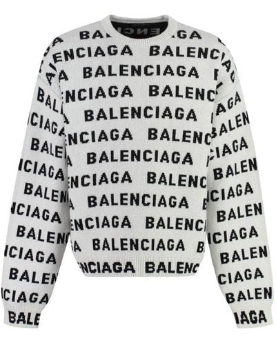 Balenciaga Intarsia-knit Logo Jumper - White