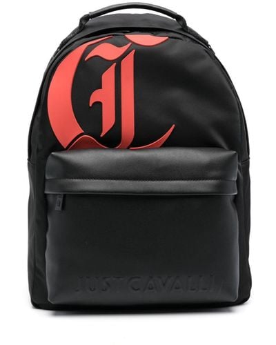 Just Cavalli Appliqué-logo Gabardine-weave Backpack - Black
