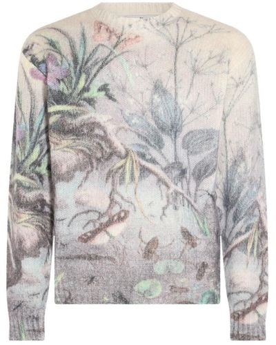 Etro Multicolor Mohair And Wool Blend Sweater - Gray
