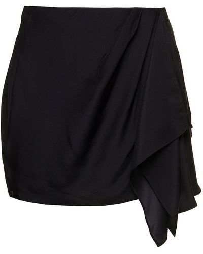 GAUGE81 'Anjo' Miniskirt With Dramatic Side Draping Detail - Black