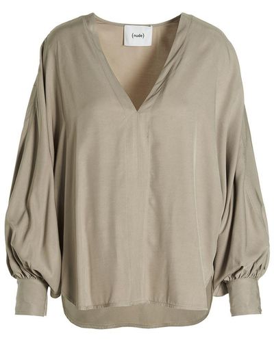 Nude Oversize Blouse - Natural