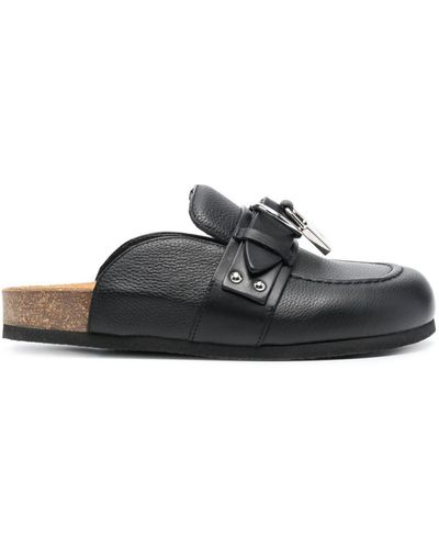 JW Anderson Leather Gourmet Chain Flats - Black